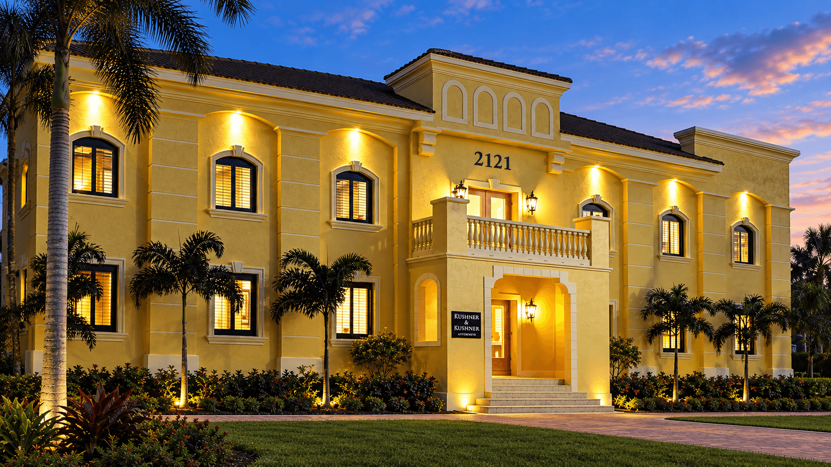 Kushner & Kushner Attorneys office exterior at 2121 West First Street in Fort Myers, Florida