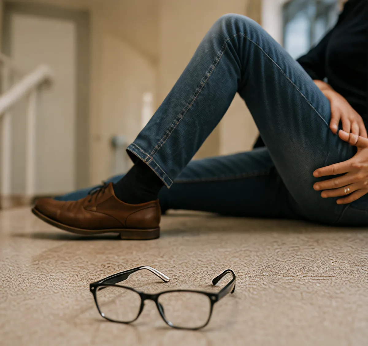 Person injured after a slip and fall accident indoors