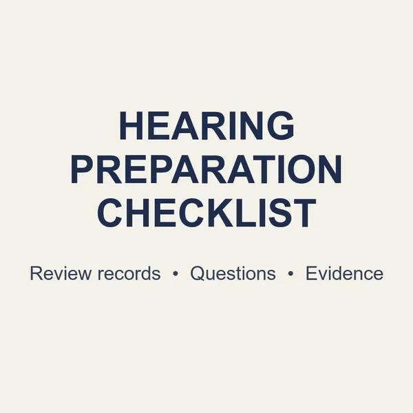 Hearing preparation checklist