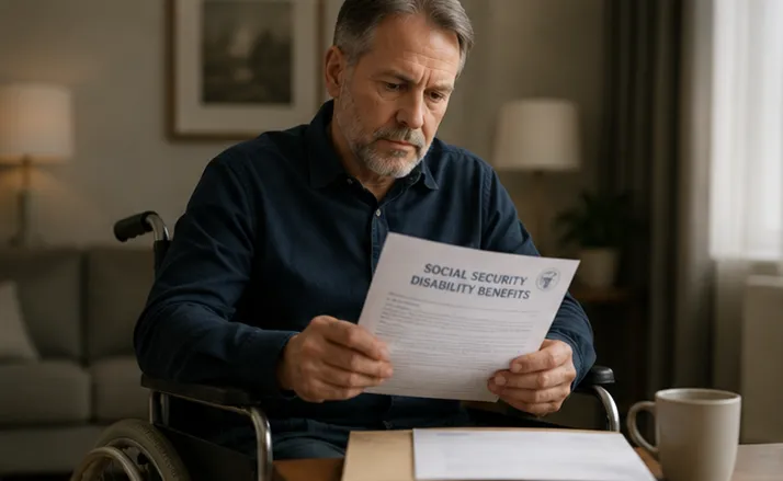Client reviewing Social Security Disability benefit paperwork