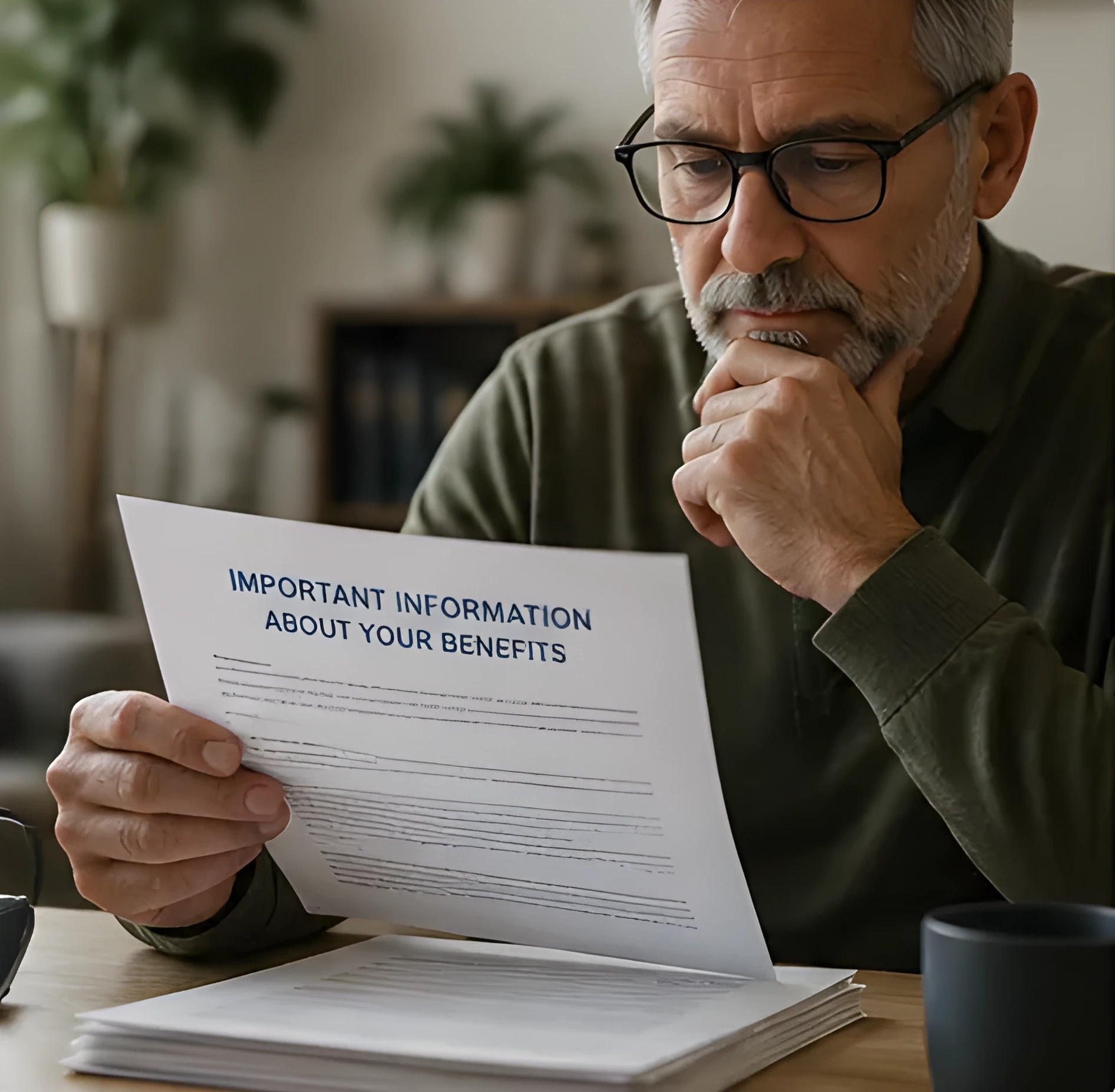 Man reviewing important benefits information
