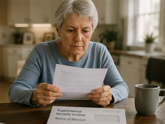 Woman reviewing Supplemental Security Income notice