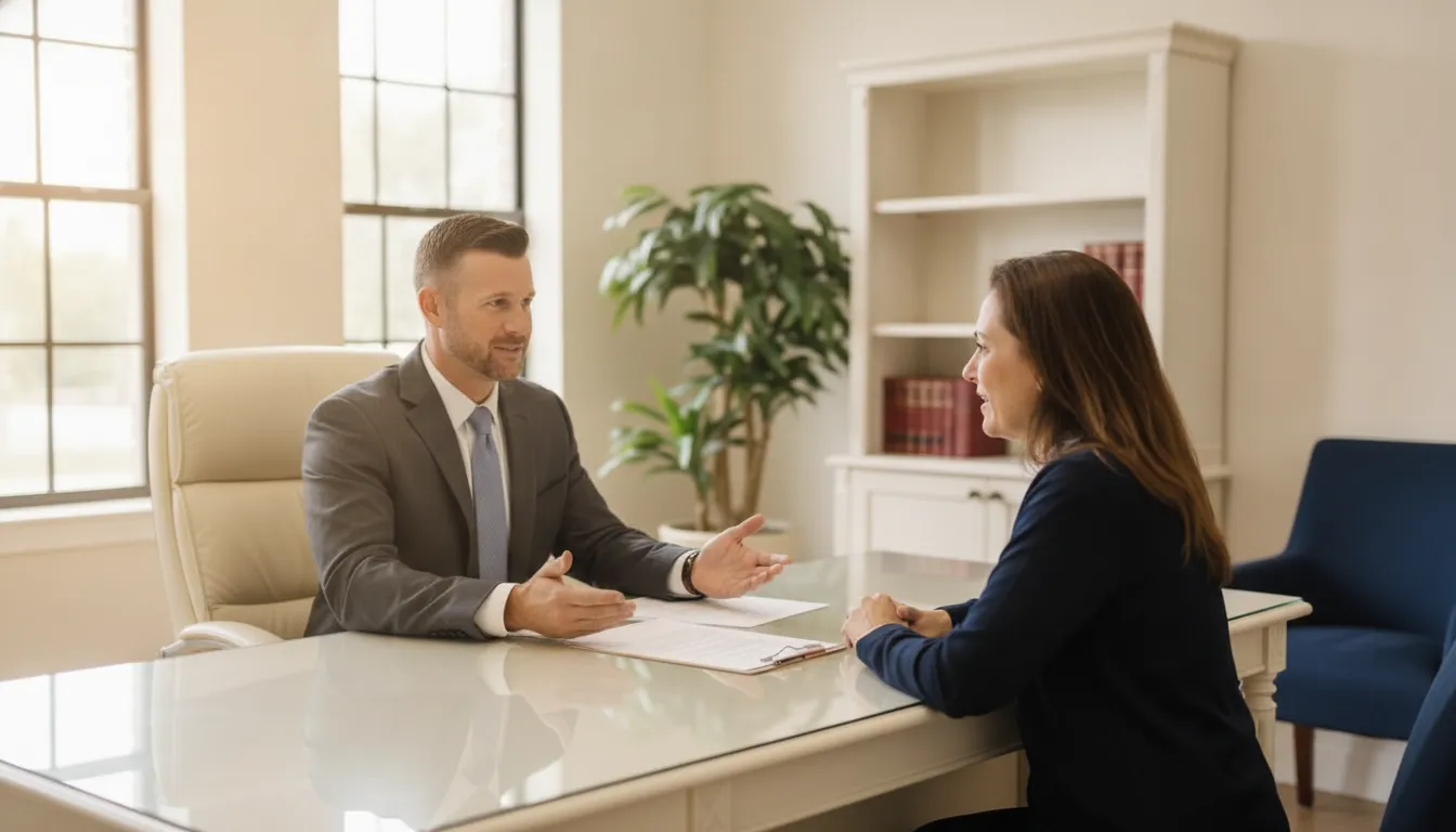 Attorney reviewing Social Security disability application documents with a client